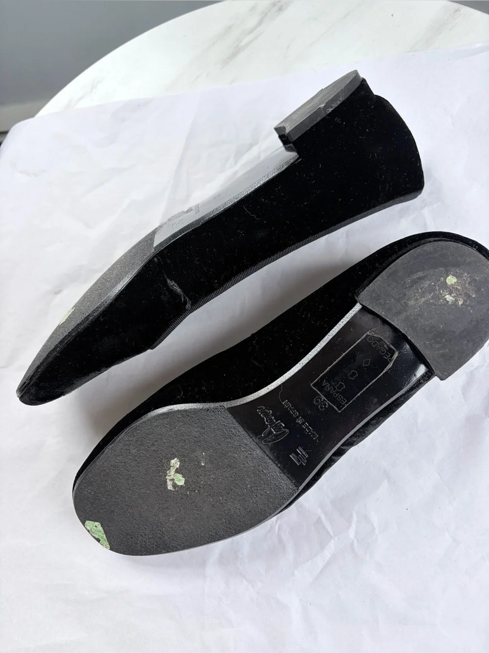 Castaner Black Velvet Loafers with Gold Monogram size 39